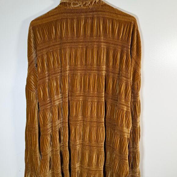 Free People My Best Top Medium Spiced Ginger Crinkle Velvet Oversized Shacket - Picture 7 of 15